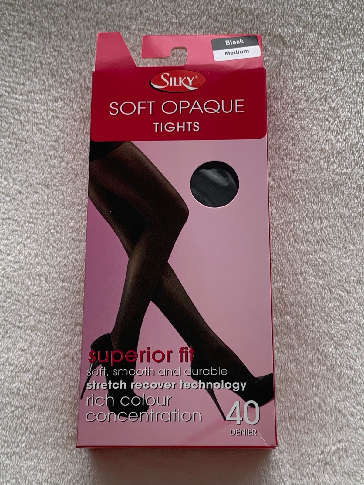 Silky Soft Opaque Tights 40 Den – Black, Size M
