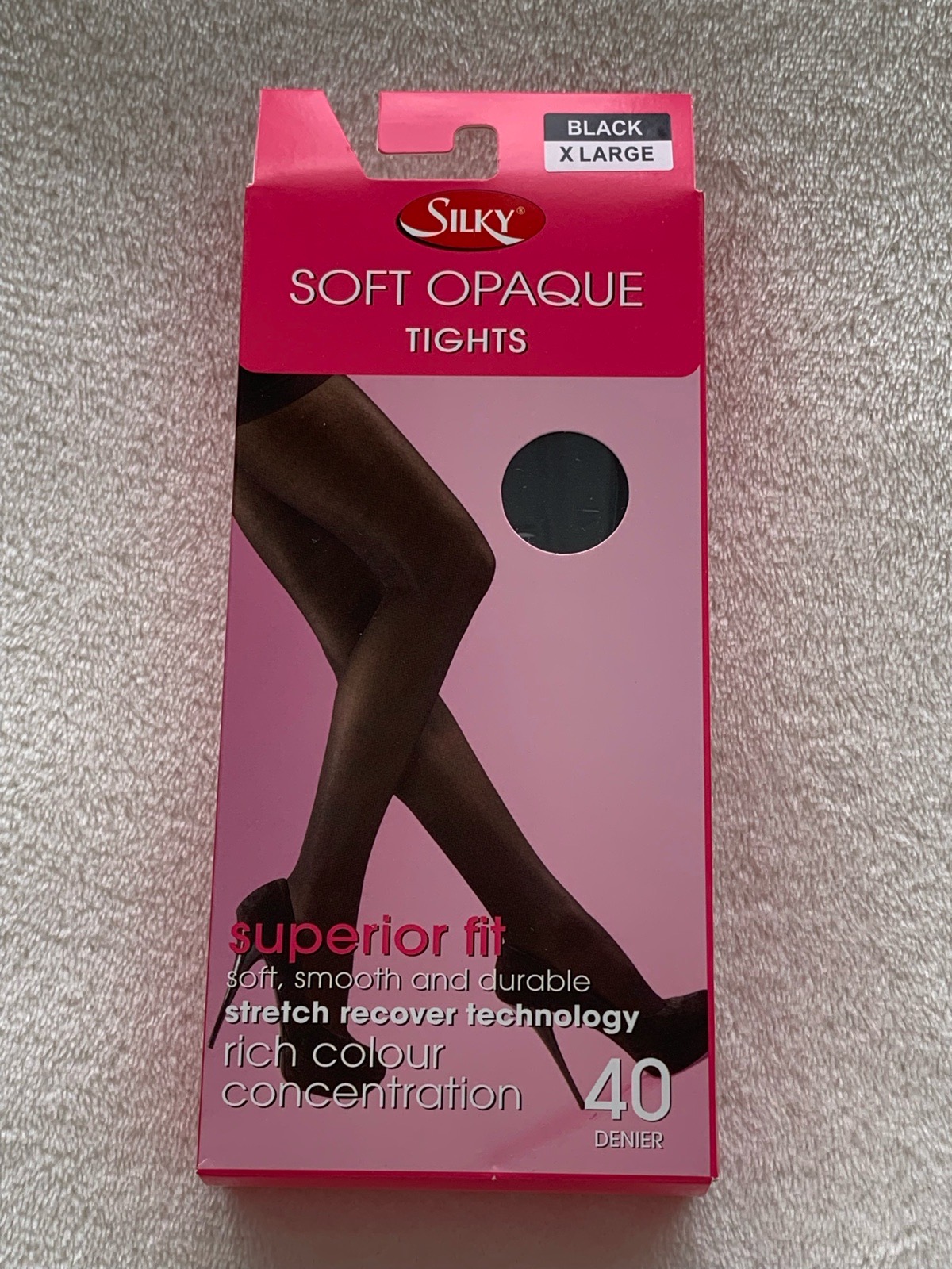 Silky Soft Opaque Tights 40 Den – Black, Size XL