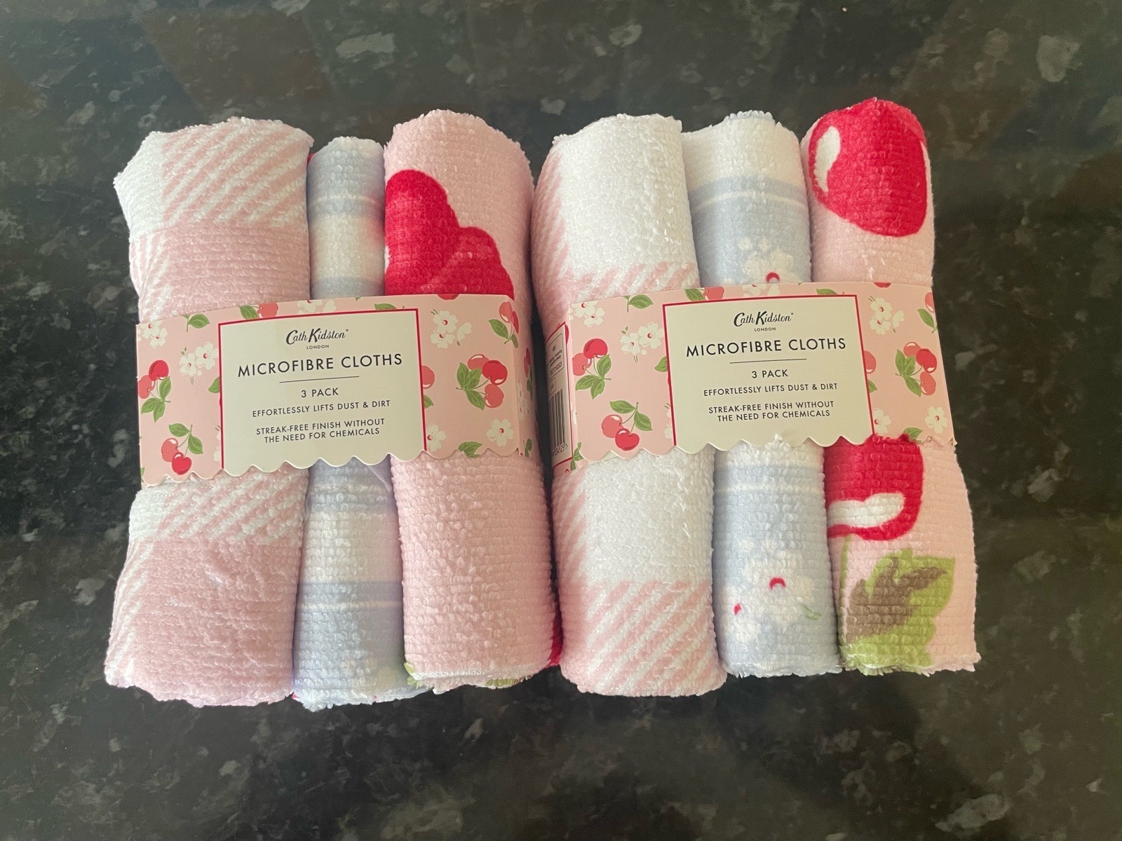 2 x Cath Kidston Microfiber Cloths 2 Pack of 3 cloths (6) 40cm x 40cm New