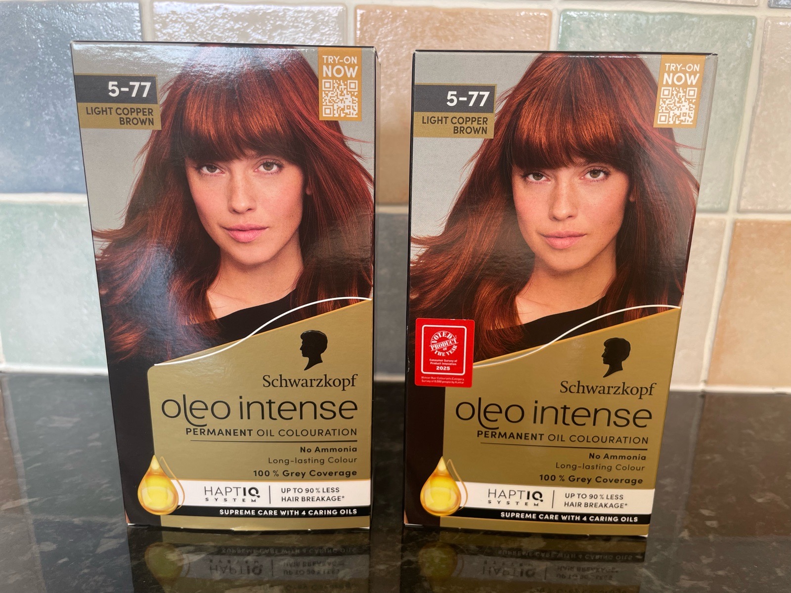 2 X Schwarzkopf Oleo Intense Permanent Oil 5-77 Light Copper Brown Hair Dye New