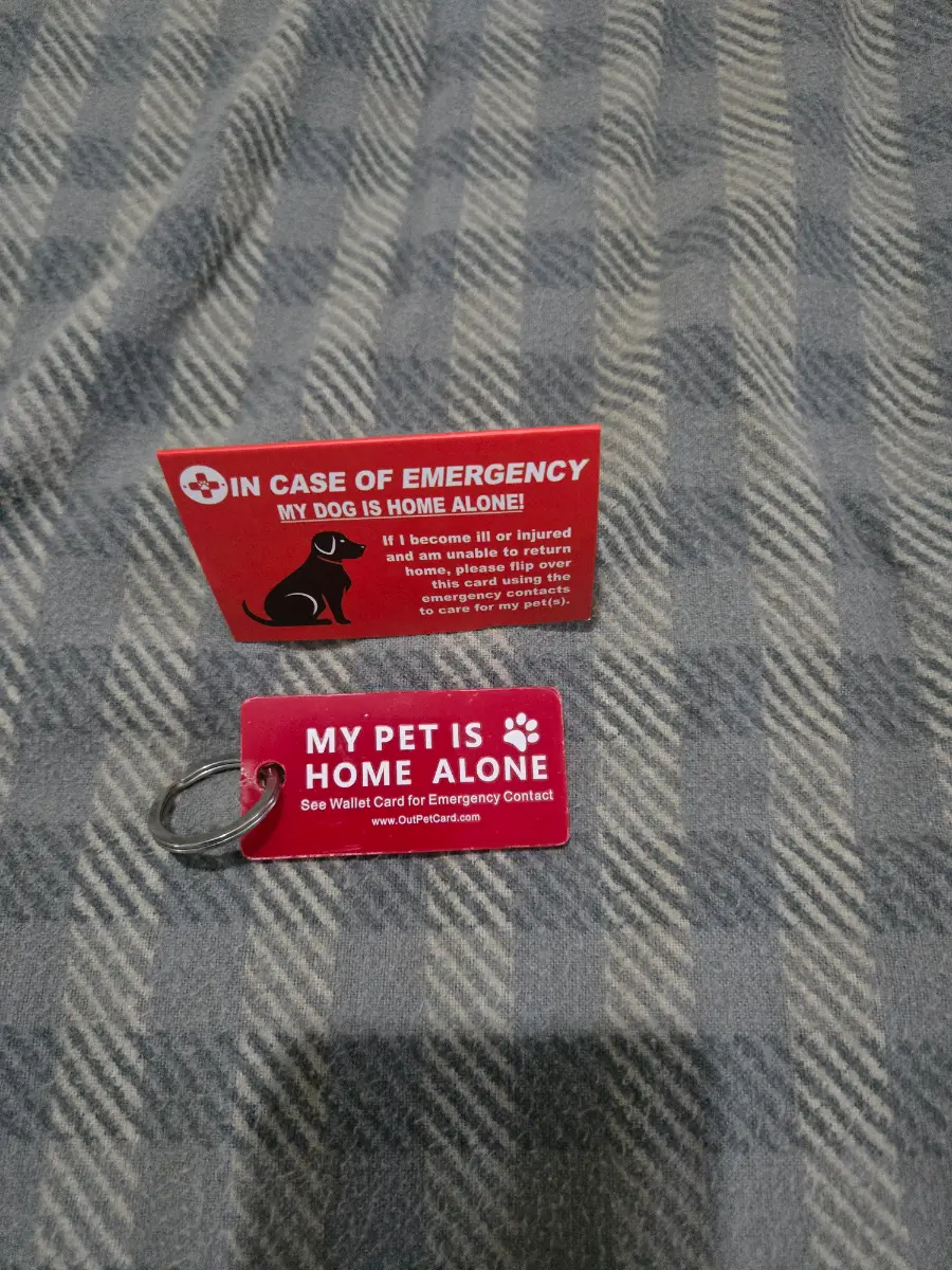 Emergency pet card and keyring