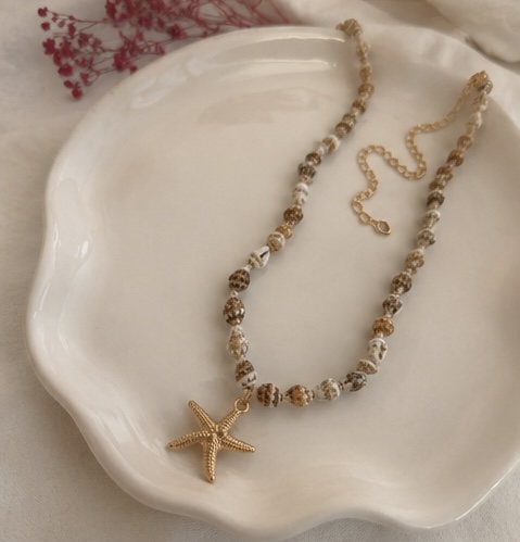 Gold Starfish Beaded Necklace