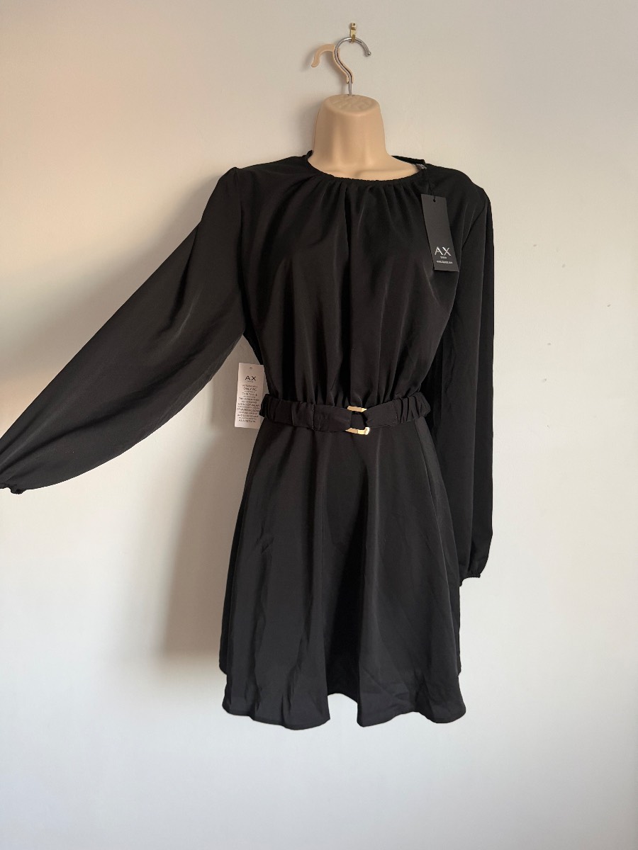 AX Paris Black Long Sleeve Skater Dress Size 14 BNWT