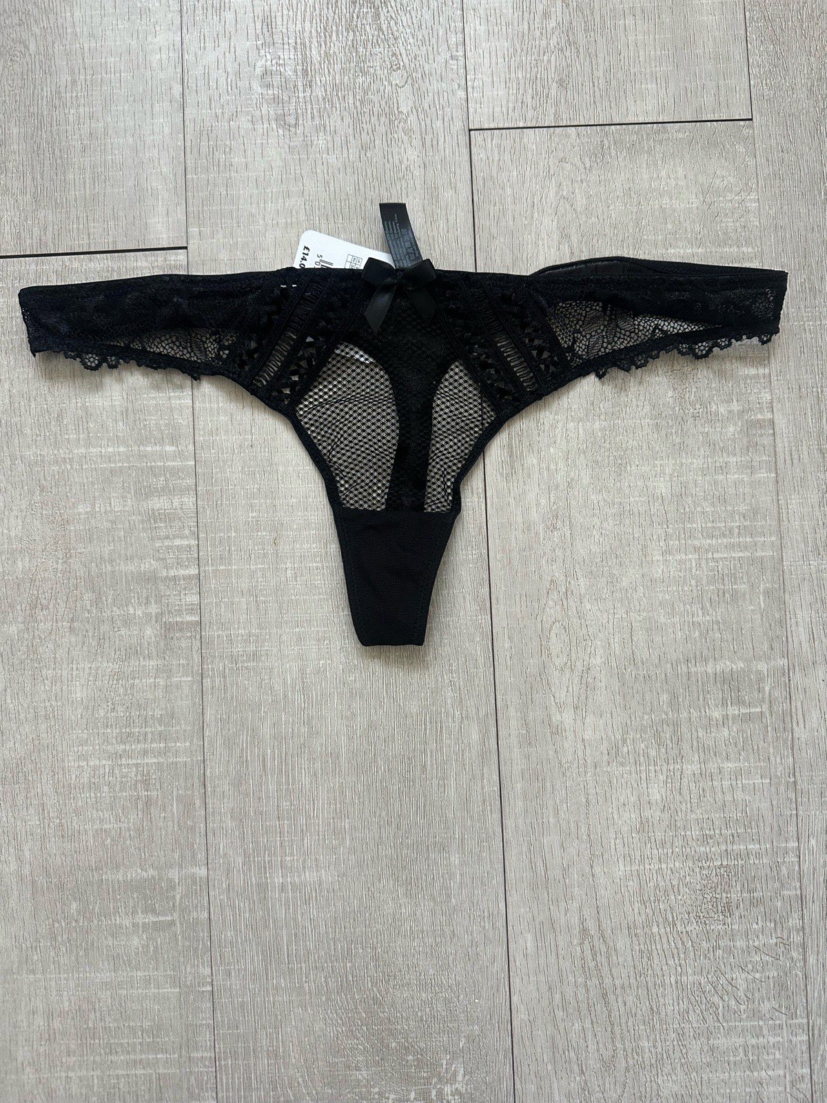 Ann Summers 'Scandalous' Black Lace Thong - Size 12 (NWT)