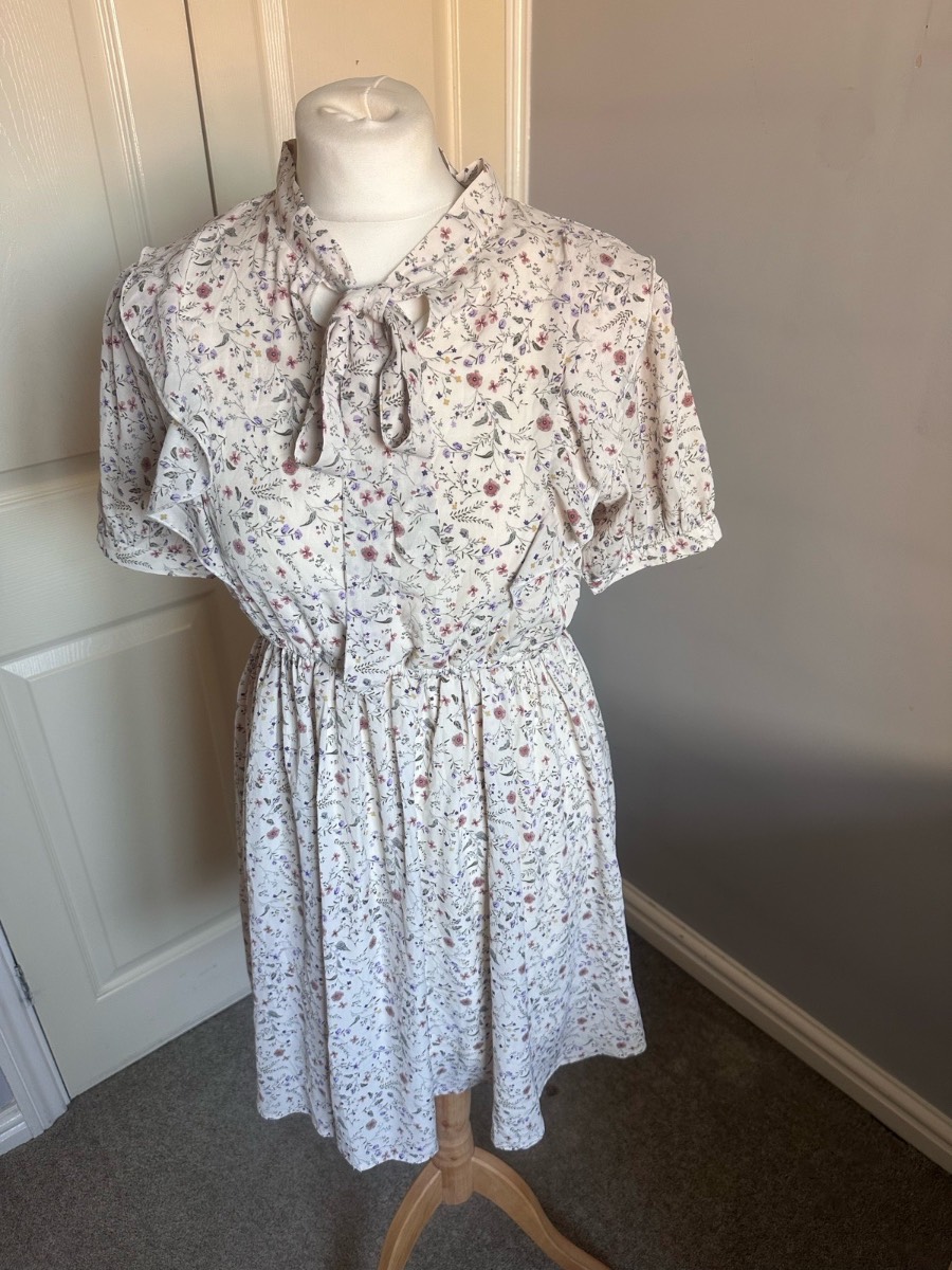 Emsexcite Floral Tie Neck Cottagecore Dress