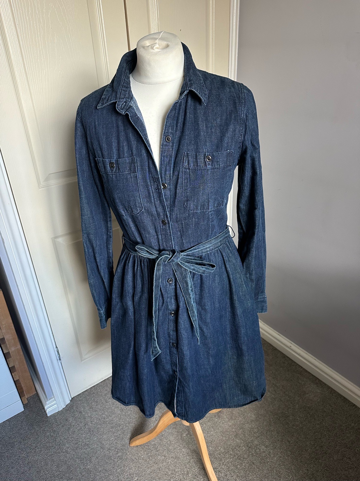 Gap 1969 dark wash denim shirt dress uk 8