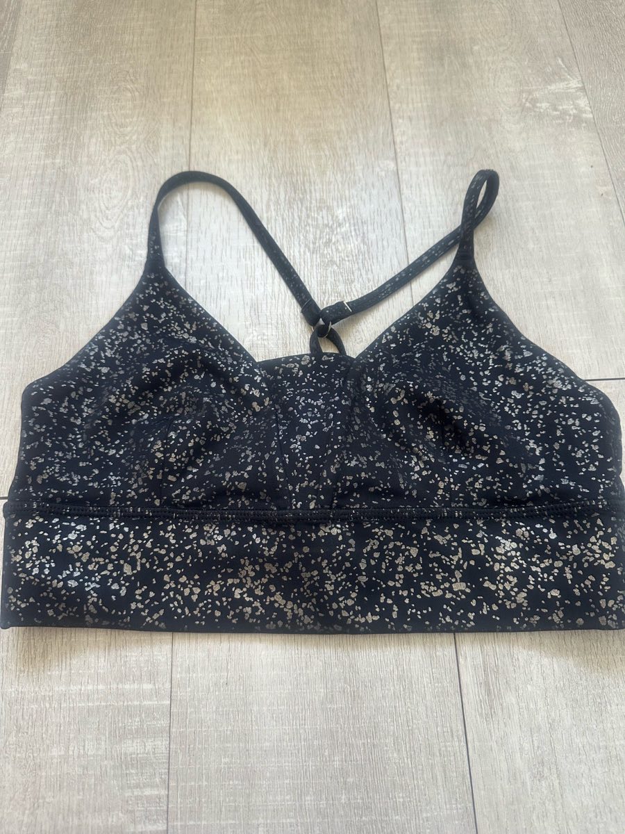 Sweaty Betty Black & Silver Speckled Sports Bra – Size Small