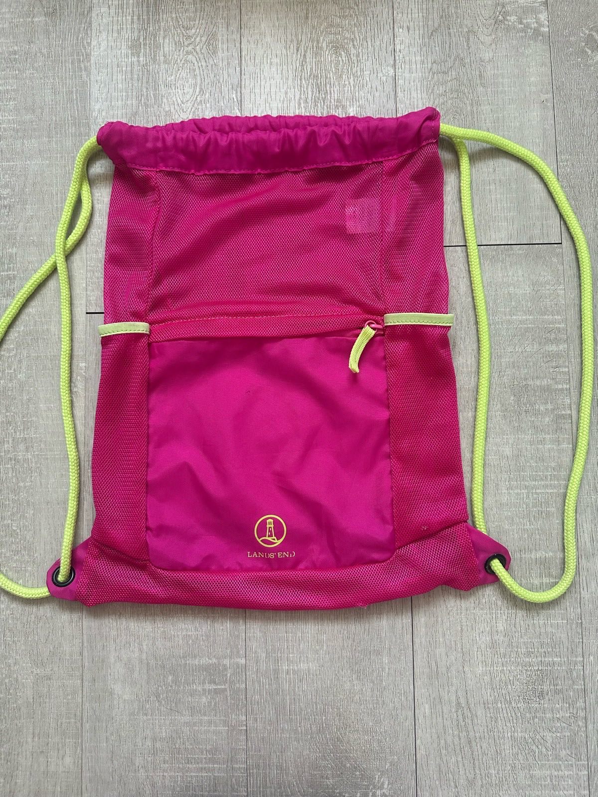 Lands' End Kids Pink Drawstring PE & Swim Bag