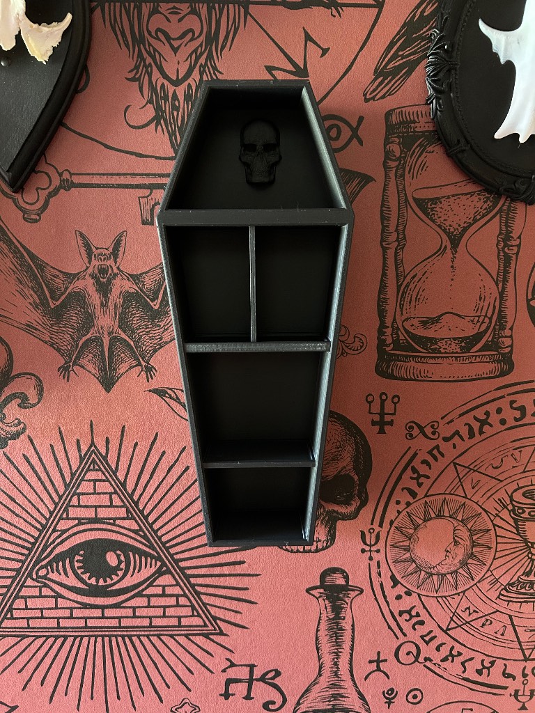 Gothic coffin wall shelf