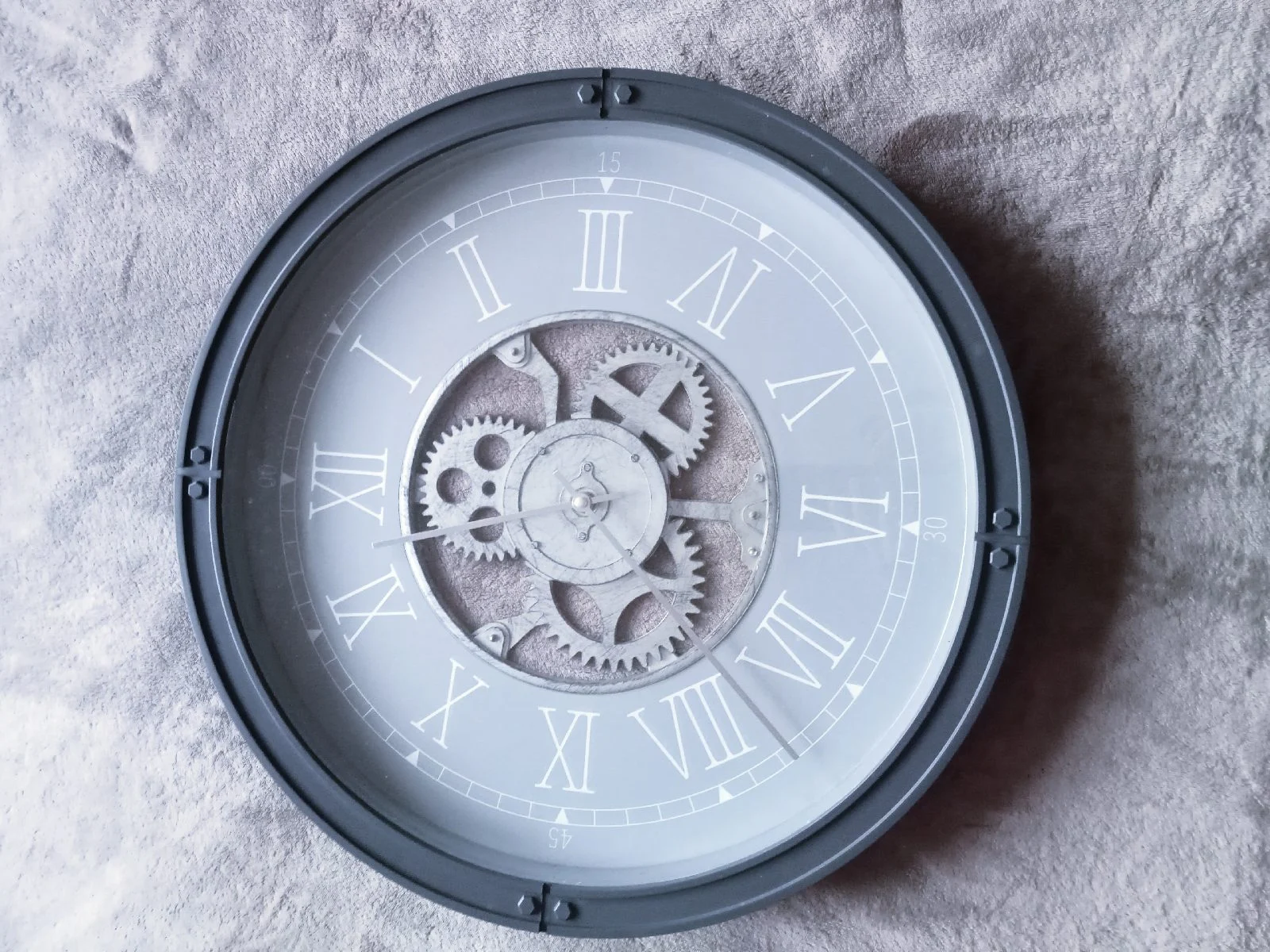 Dunelm Large Round Wall Clock – Grey & Silver Industrial
