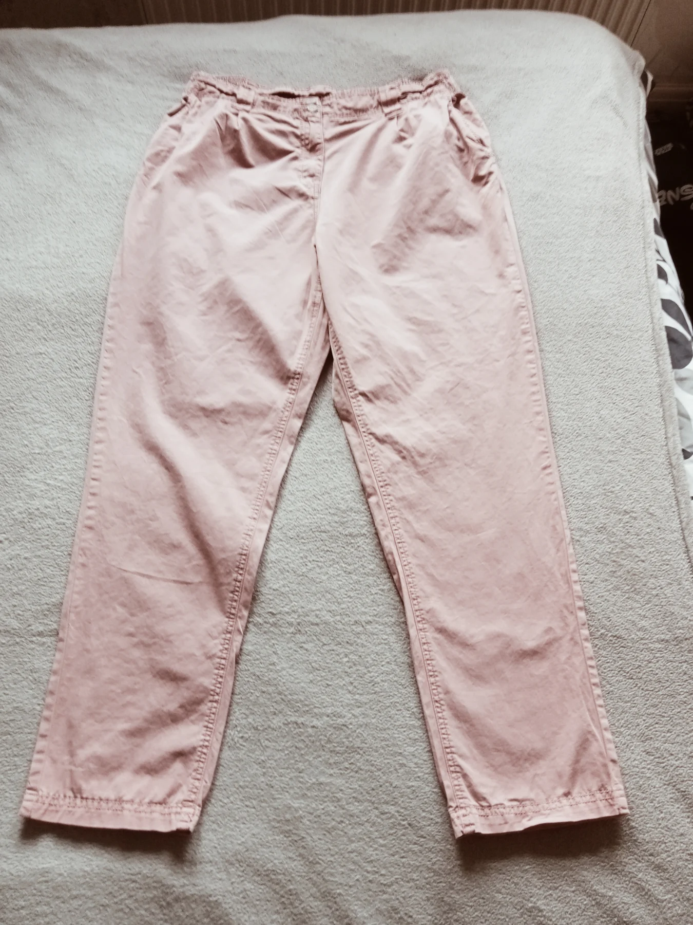 George Dusky Pink Casual 100% Cotton Trousers - elasticated waist -UK size 14
