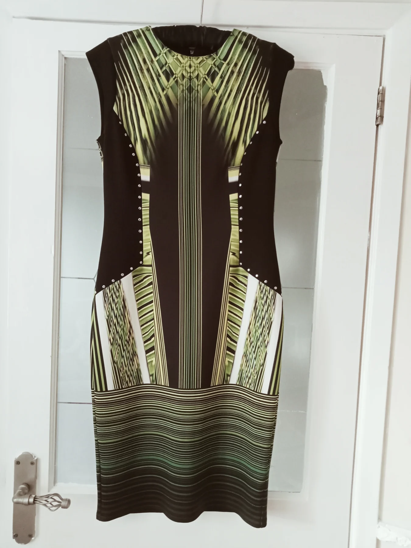 Star by Julien Macdonald Geometric Bodycon Midi Dress with Stud Details - UK size 10
