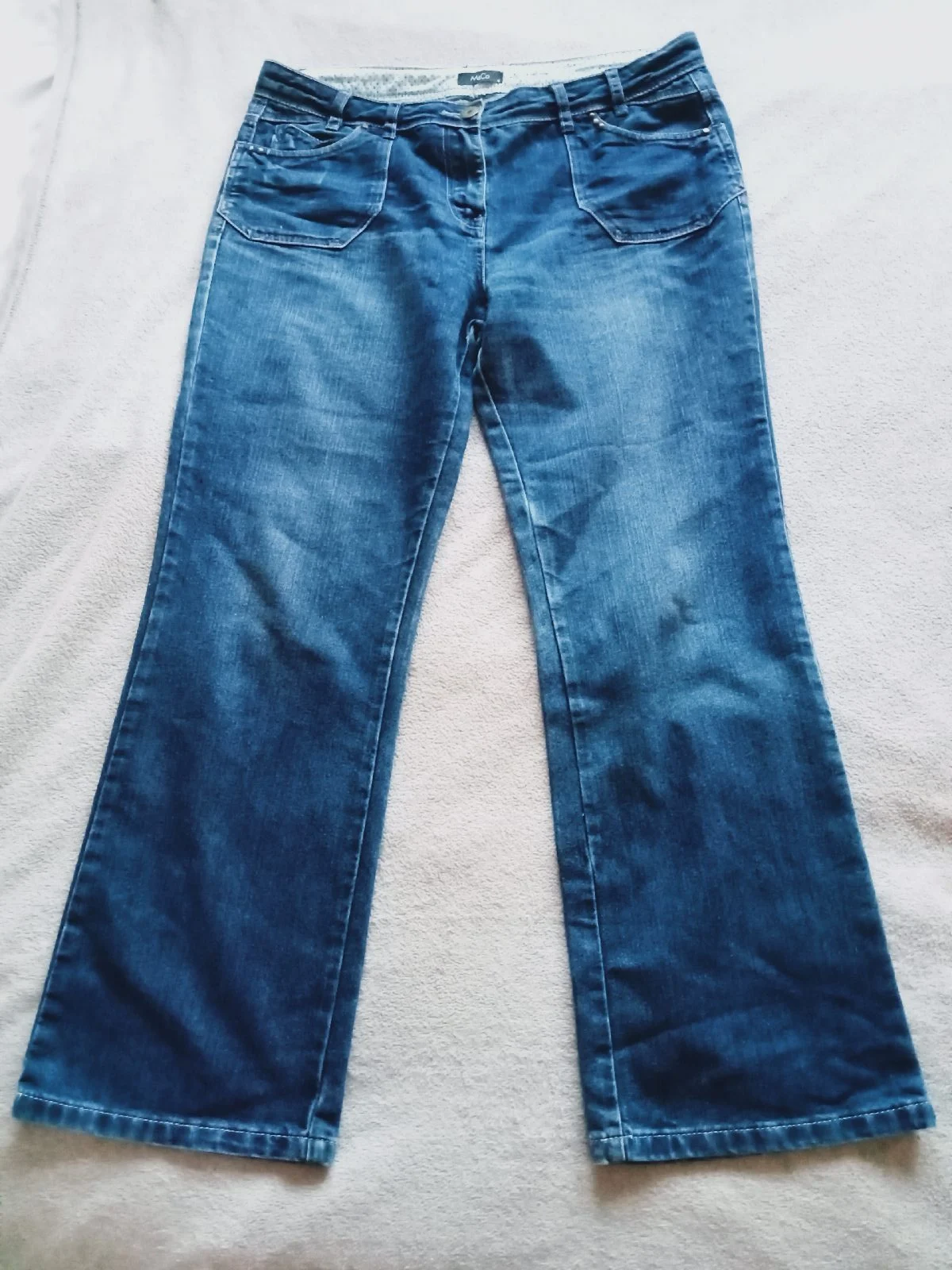 M&Co Y2K Style Diamanté Pocket Wide Leg Jeans - UK size 14