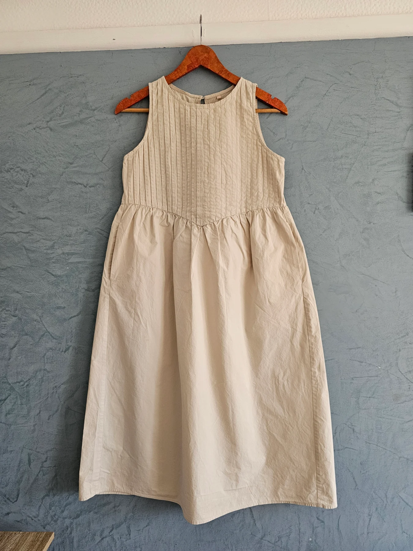Yomis room beige cotton pockets midi Aline dress