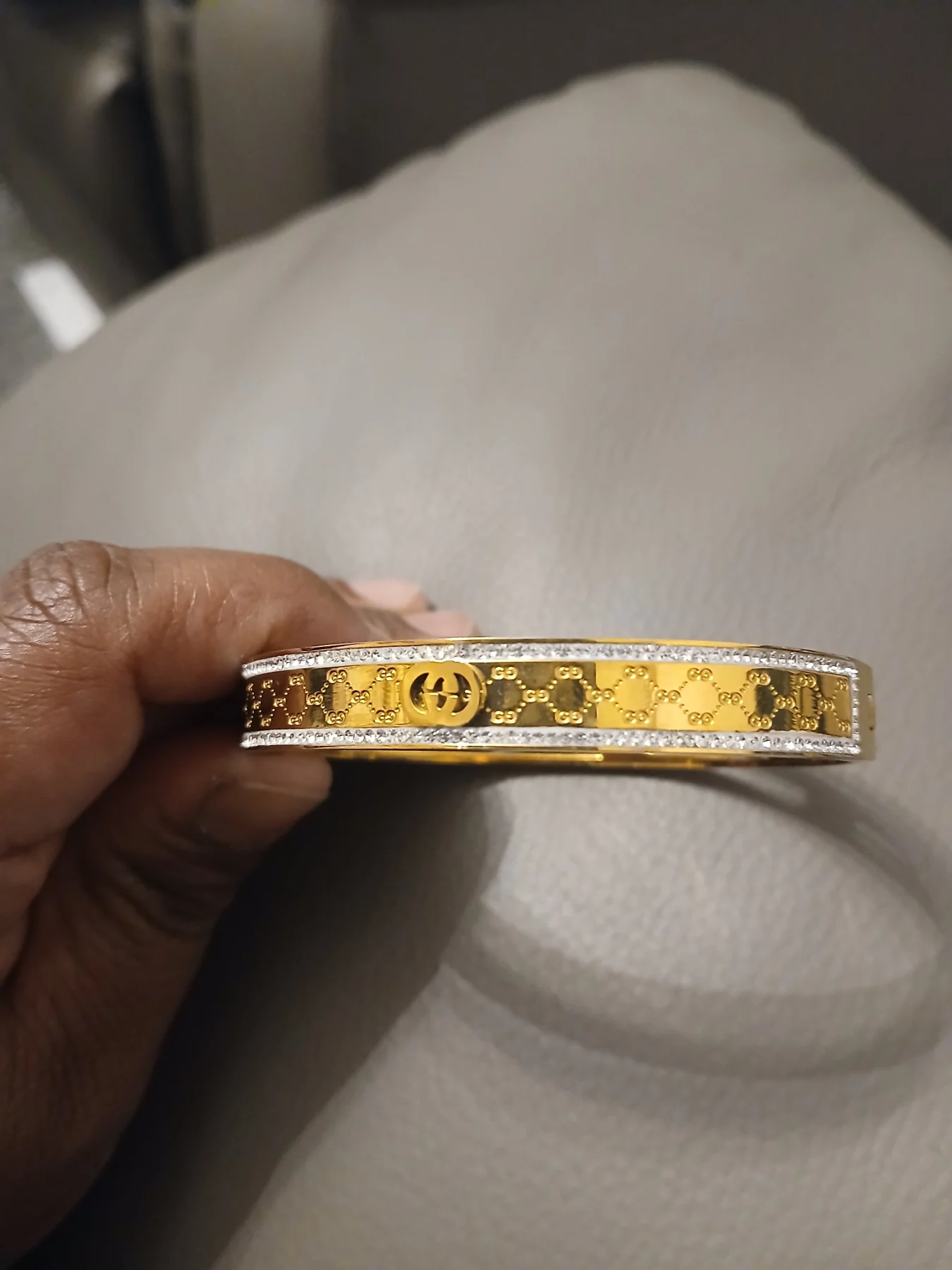 Stainless steel  gold plated bangle
