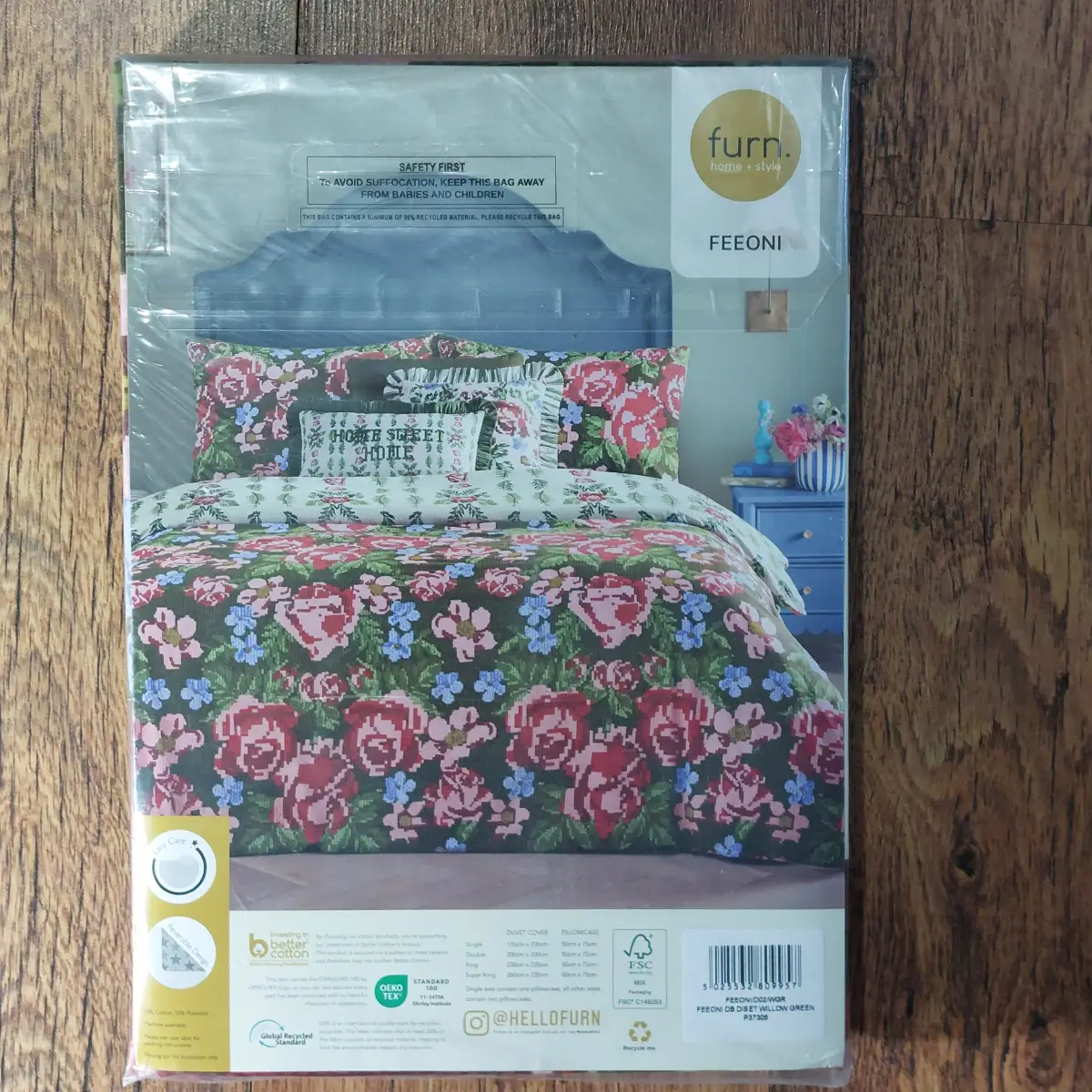 Floral Tapestry-Inspired Duvet Cover Set Reversible Easy Care Bedding Multicolour Double Size