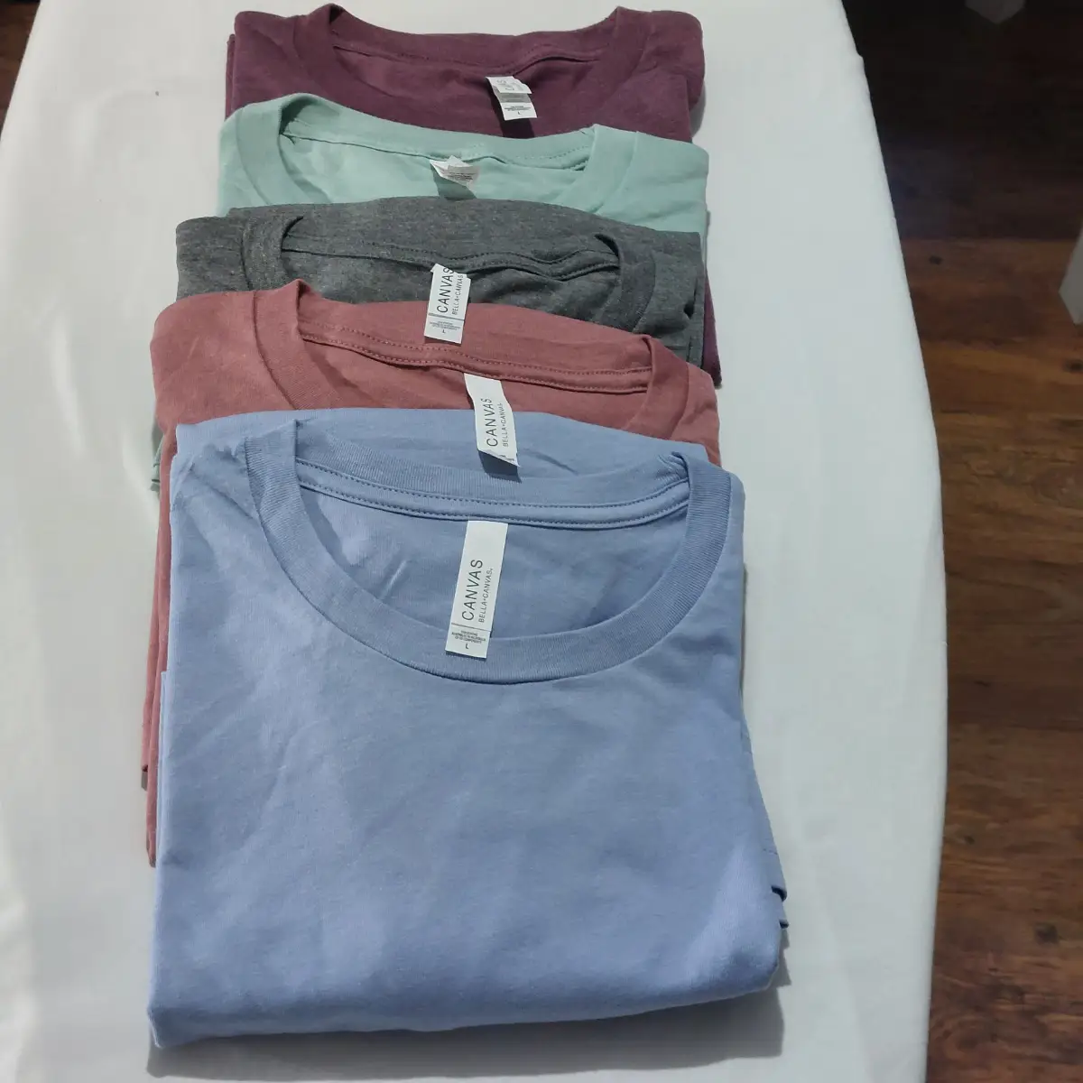 5 Pack Bella Canvas Mens Heather T Shirts Soft Short Sleeve Crew Neck Tees Large Multi Colour Bundle