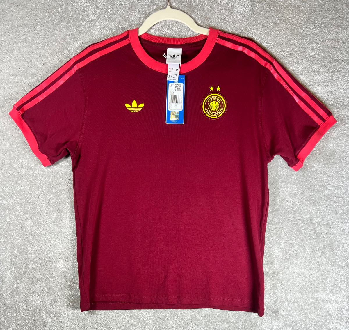 Adidas Originals Germany DFB Trefoil Tee UK M Burgundy Red Retro Football New