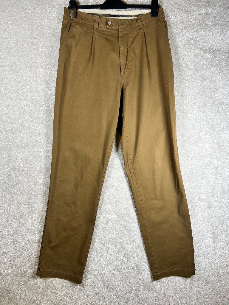Barbour W32 L32 Brown Chino Tapered Fit Cotton Bulgaria Rare External Branding