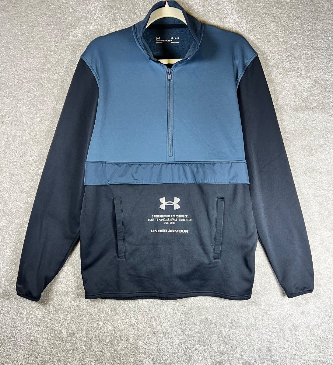 Under Armour Storm Cold Gear Pullover Men's M Blue Fleece Lining Colour Block
