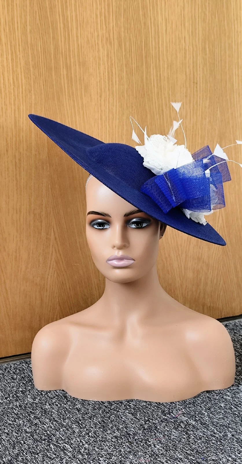 Elegant royal blue Fascinator hat perfect for special occasions wedding ascot races parties women.