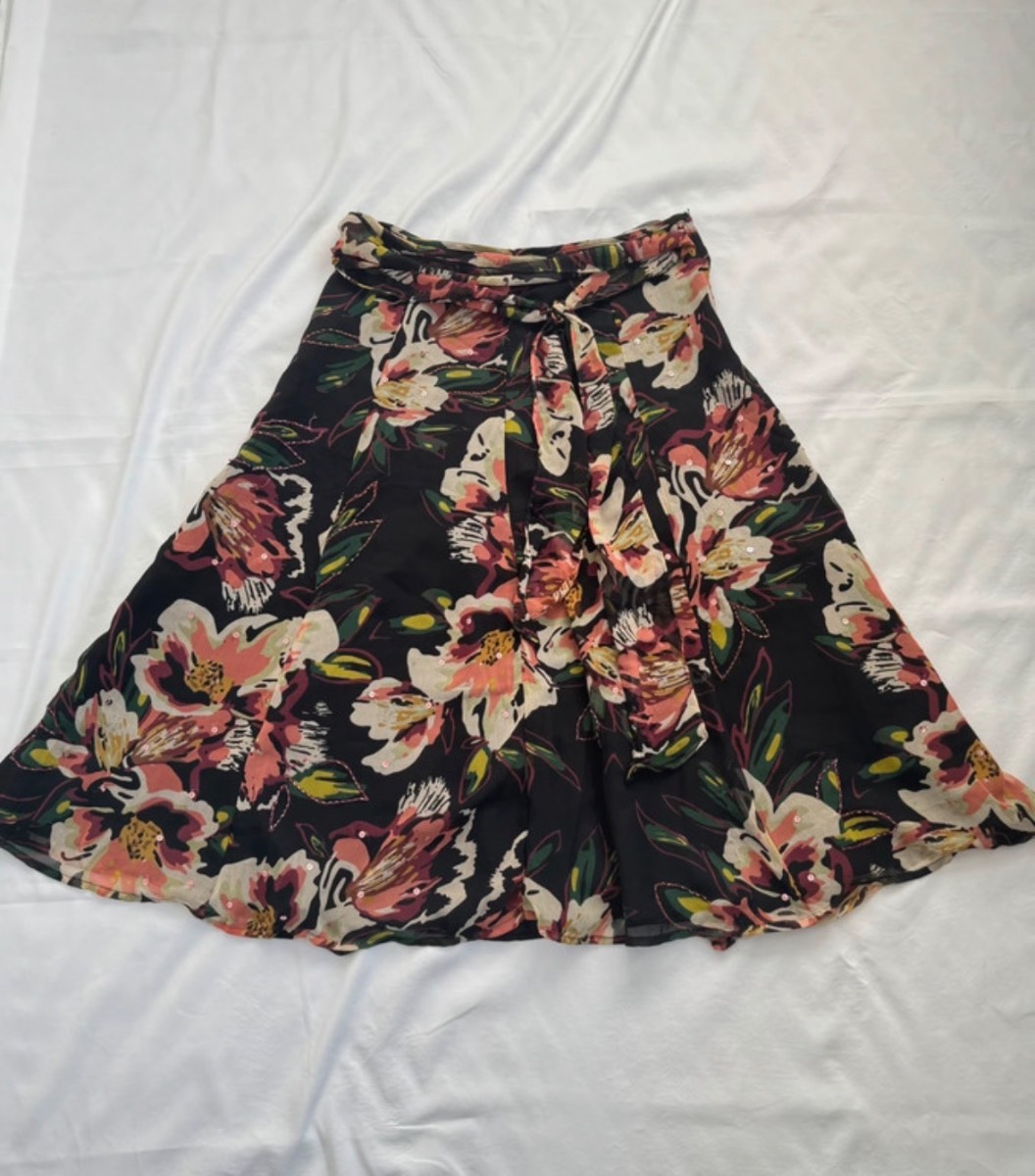 Atmosphere vintage Summer Floral Sequin Midi Skirt Size 12