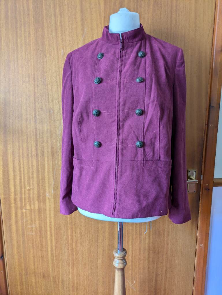 Isle EWM Berry Military Jacket Size 18 Faux Suede Double Breasted Zip Summer