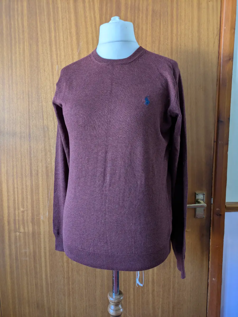 Polo Ralph Lauren Heathered Burgundy Crew Neck Jumper Small Casual WorkWear