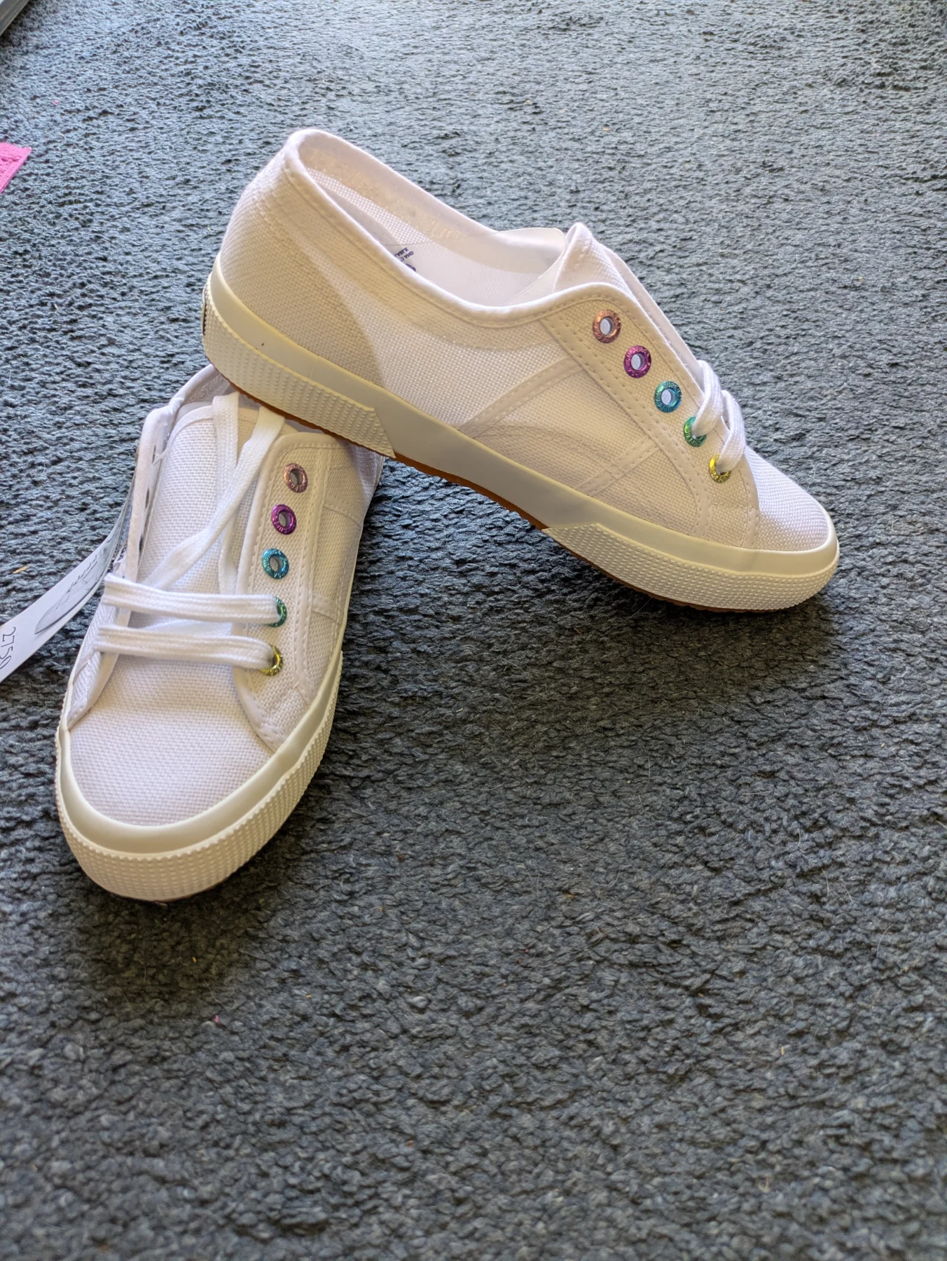 Superga 2750 White Colorful Rainbow Eyelets Trainers UK 5 EU 38 BNWT