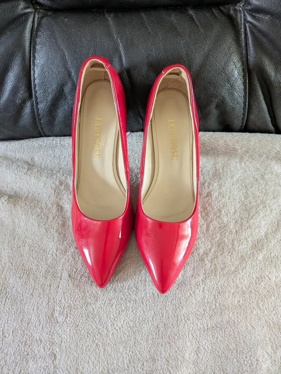 Jady Rose Red Patent Leather Stiletto Heels Pointed Toe Pumps Size UK 5.5 EU 38.5 Workwear Formal