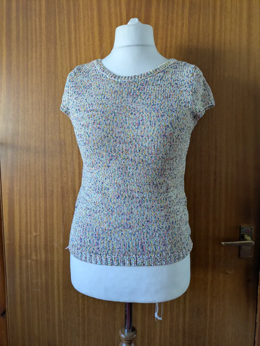 ZARA KNIT Open Back Confetti Jumper Rainbow Speckled Short Sleeve Top Size M