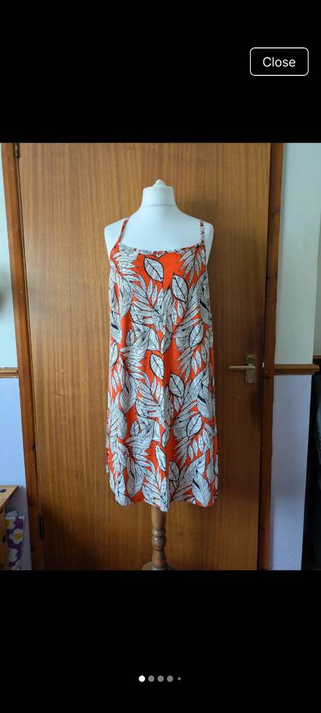 Capsule Orange Leaf Print Cami Top Plus Size UK 22 Boho Tropical Summer Vest