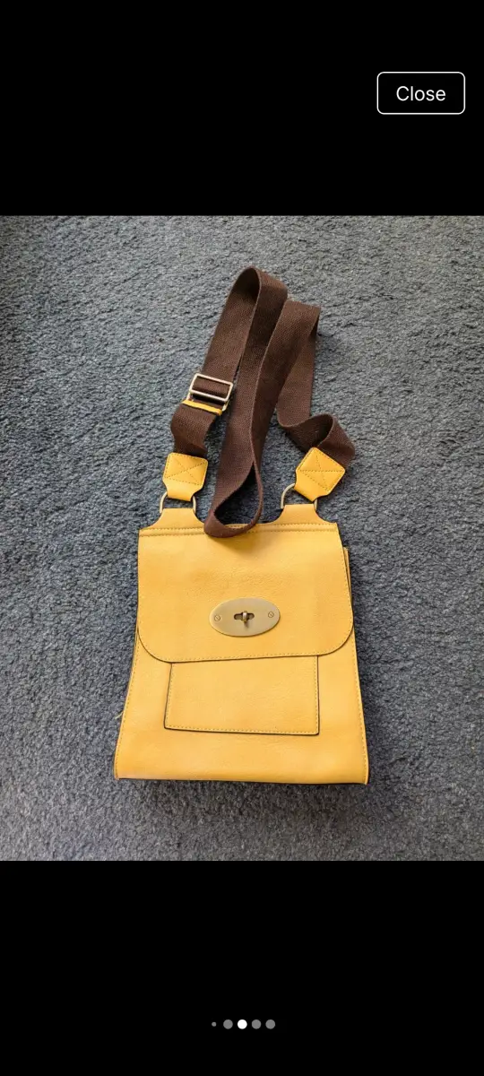 Yellow & Brown Faux Leather Adjustable Strap Crossbody Messenger satchel Bag