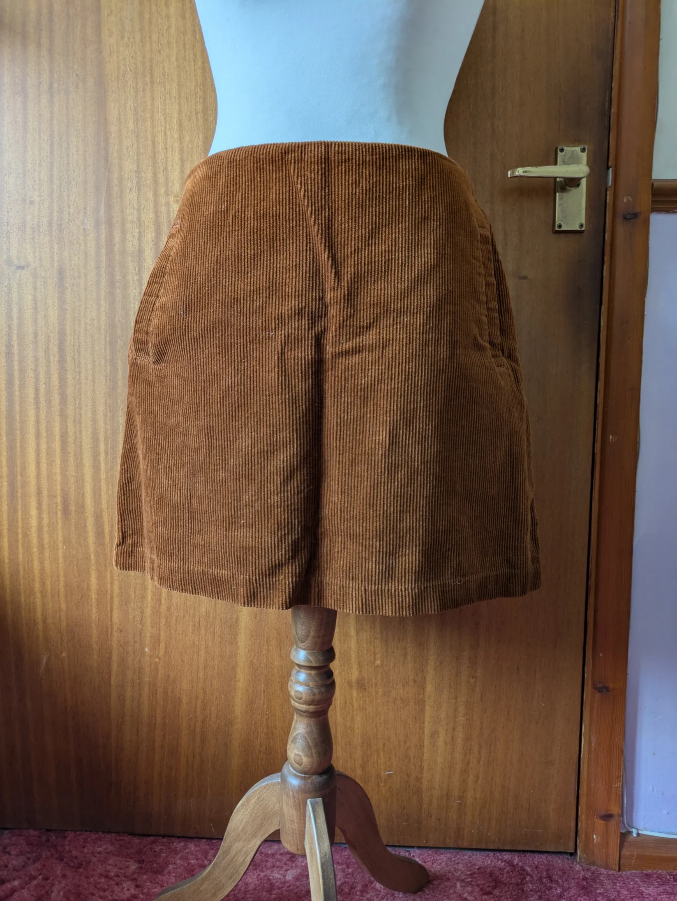 New Look Brown Corduroy Mini Skirt Size 14 Cord A-Line Skirt Pockets WorkWear Casual Transitional