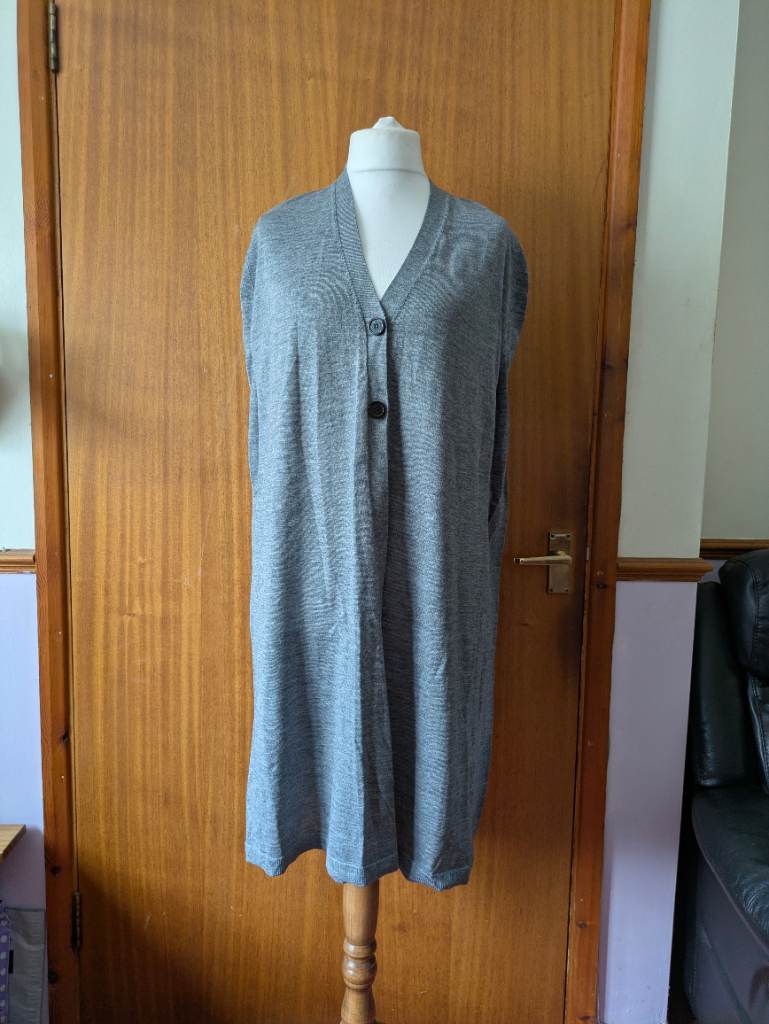 MASAI Copenhagen Grey Lilly Cardigan 100% Wool Sleeveless A-Shape Loose Vest L