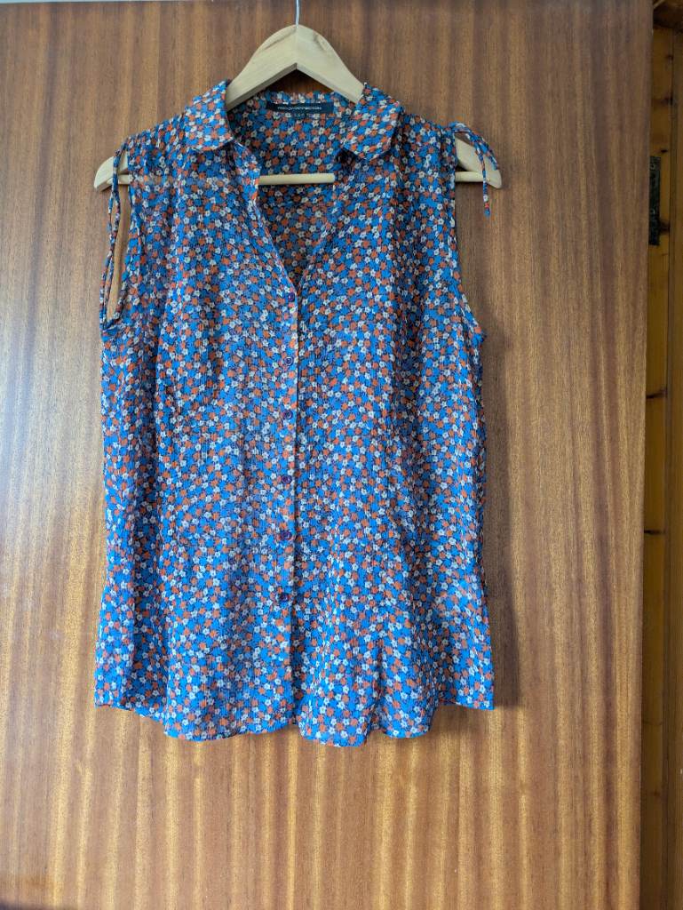 French Connection multicoloured Floral Sleeveless Button up Blouse Top UK 10 Summer