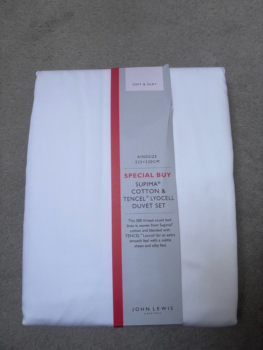 John Lewis Supima Cotton 500TC Duvet Cover Set white - King Size