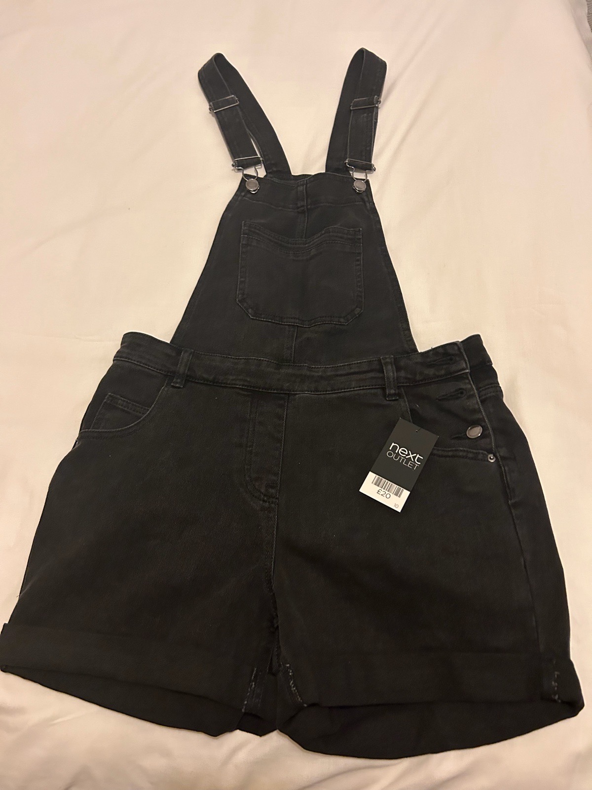Black Denim Short Dungarees