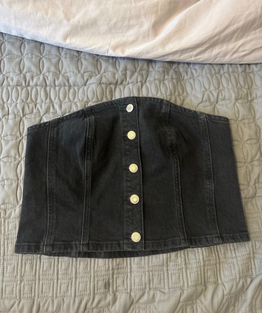 new look size 12 women’s black denim top
