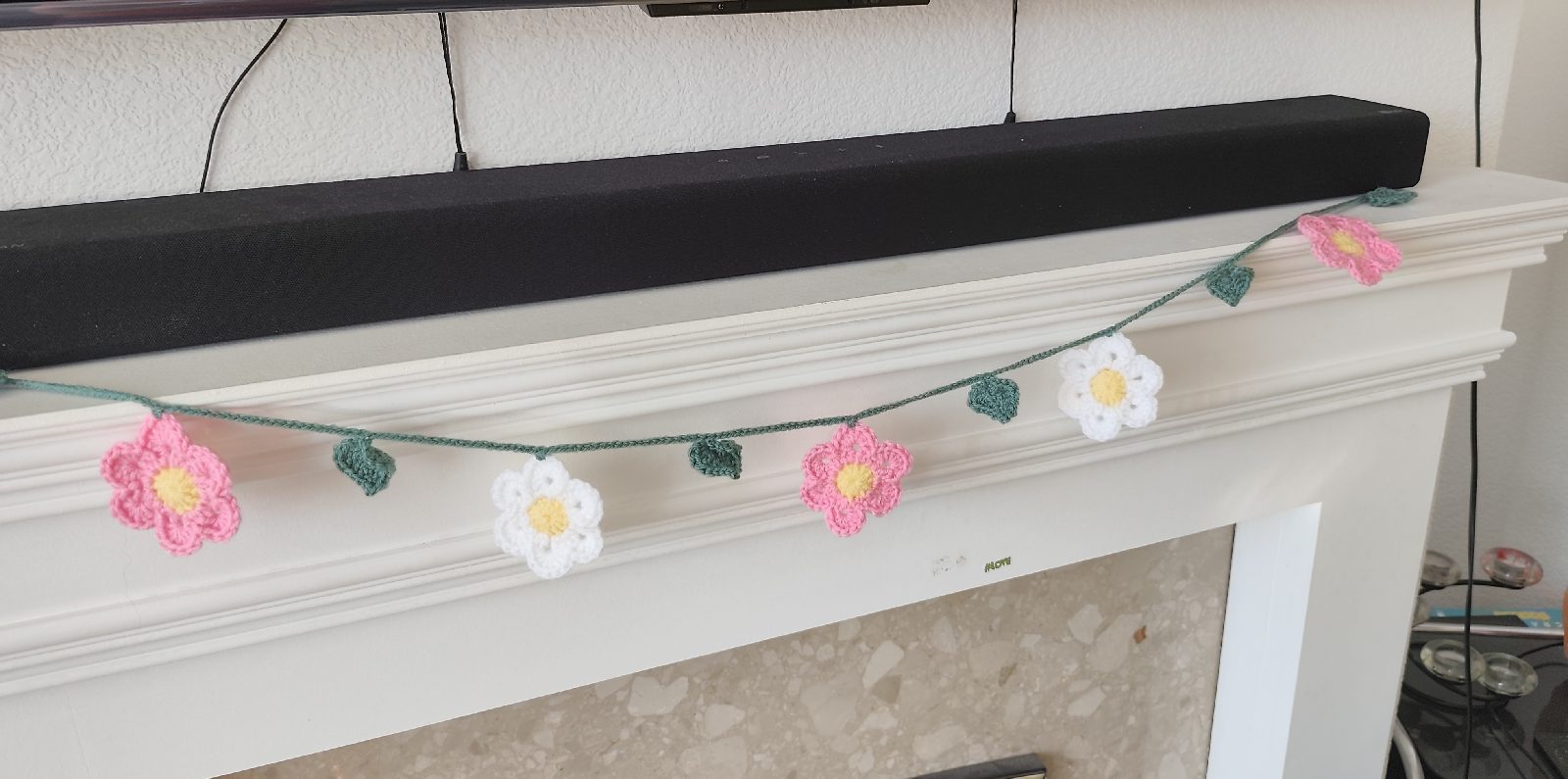 Crochet flower garland
