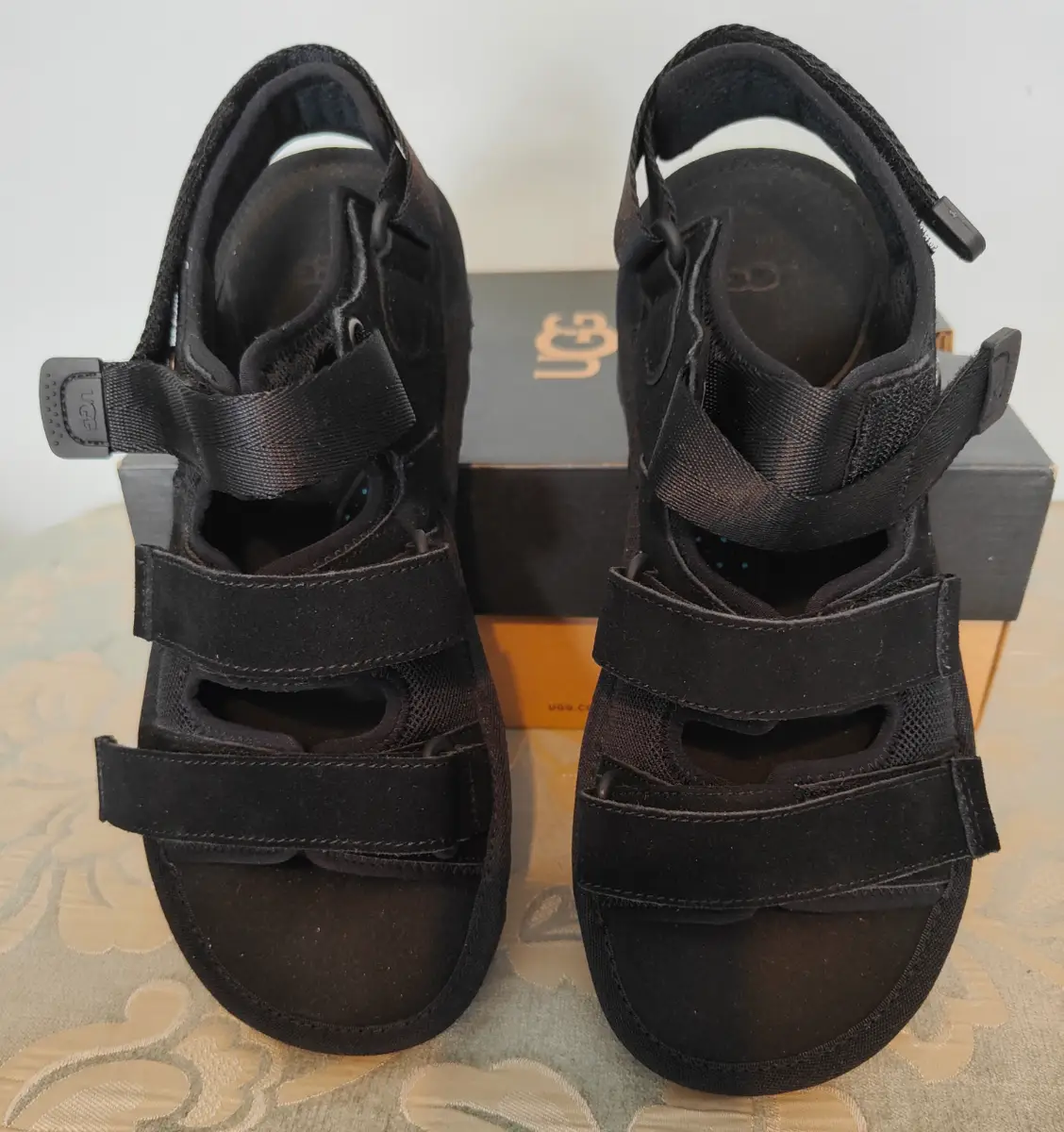 UGG Goldencoast Multi-Strap Sandals Black Suede Sz UK 8 (42) New Sustainable Unisex Eco-friendly
