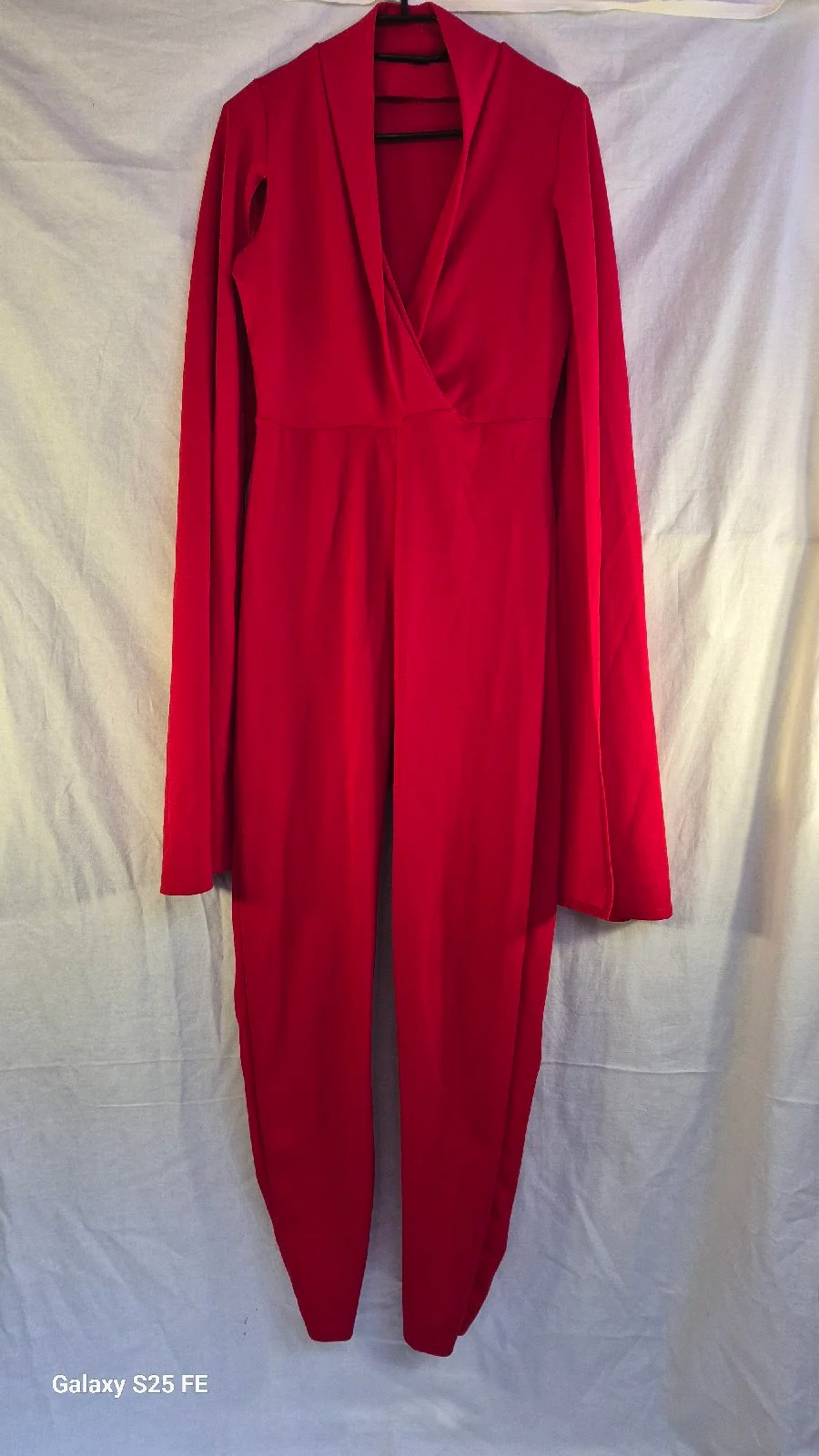 Boohoo Red Cape Sleeve Jumpsuit Size 14 Wrap V Neck Evening Party Smart Glam UK