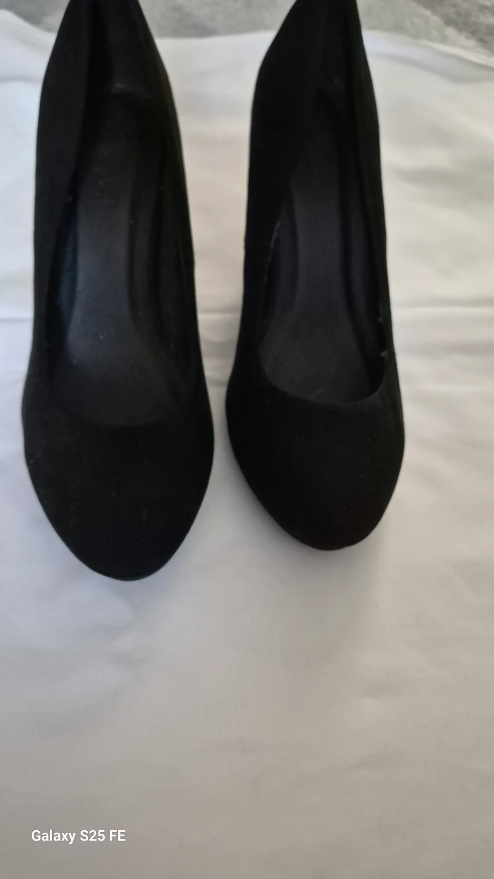 JD Williams Extra Wide Fit Black Faux Suede Platform Block Heel Pumps UK 4 EX WIDE / EU 37