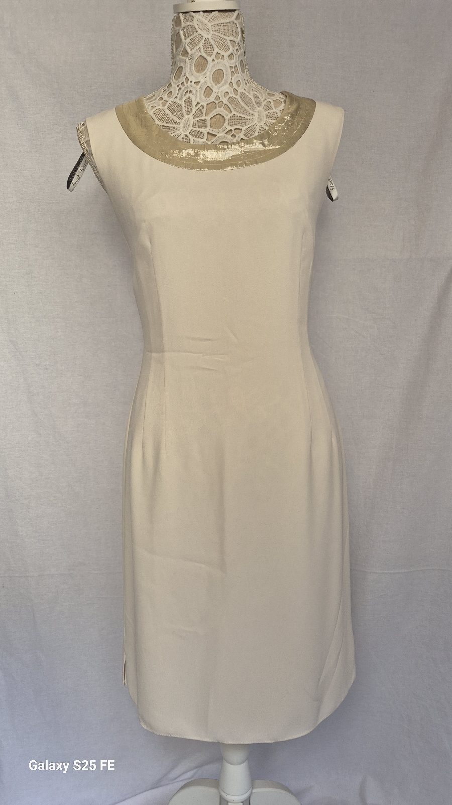 Frank Usher Vintage Cream Gold Dress Jacket Suit Set Mother Of The Bride UK 10