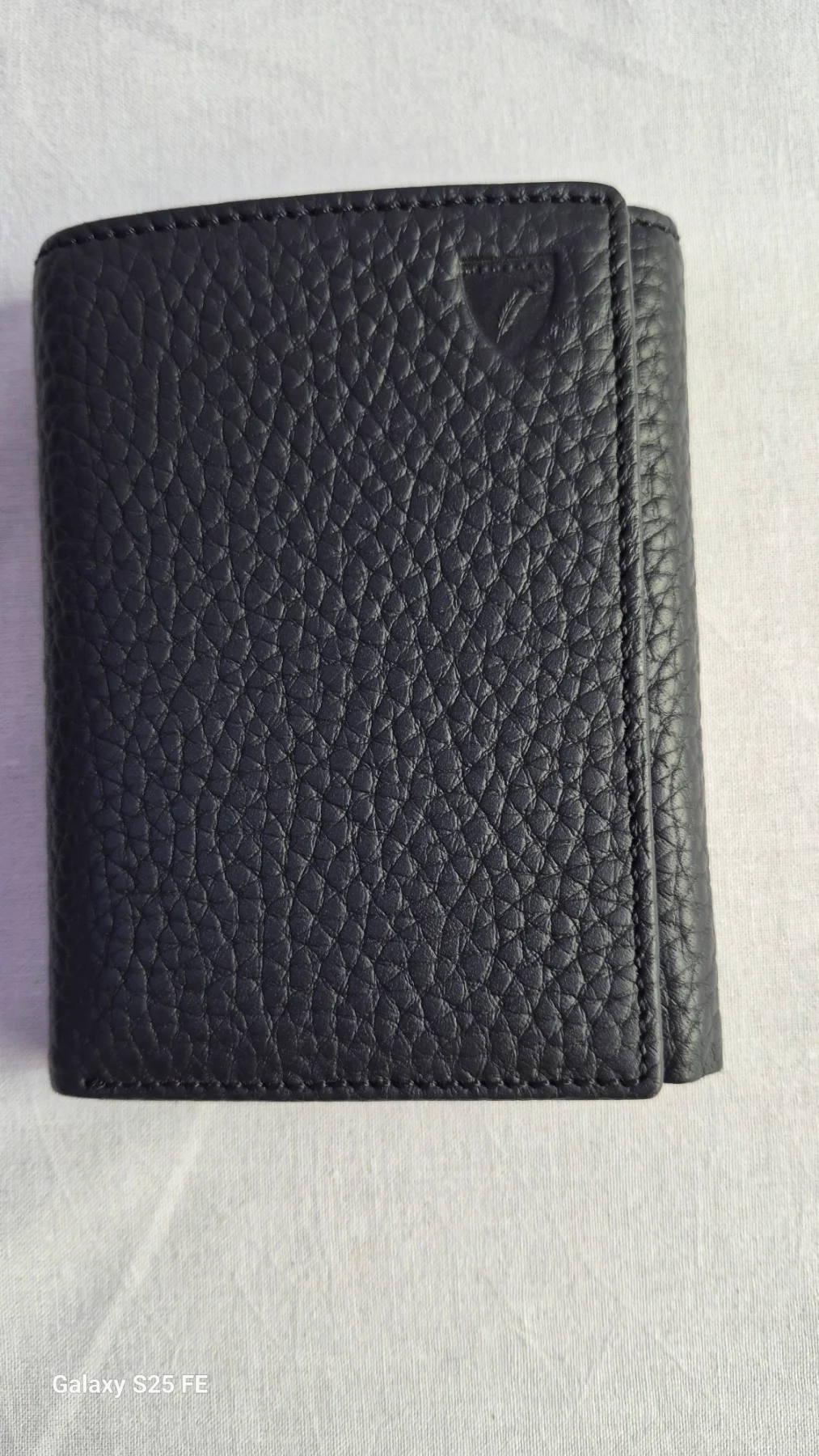 Aspinal of London Black Pebble Grain Leather Trifold Wallet & ID Holder