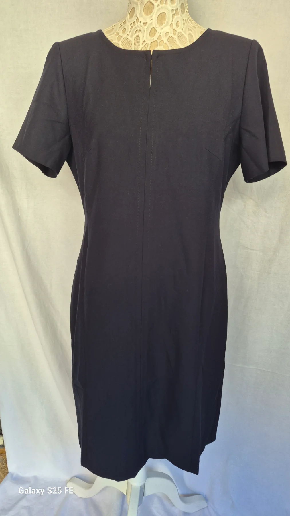 Vintage St Michael M&S Navy Blue Shift Dress Size 12 Smart Work Office Keyhole