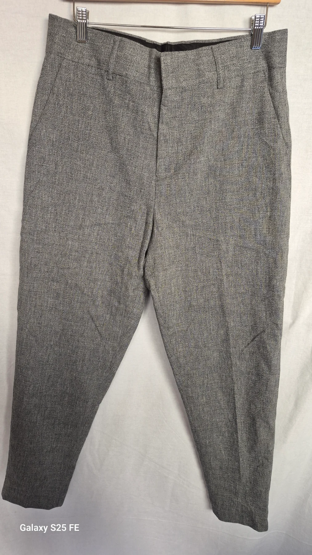 Harry Brown London Men's Grey Textured Smart Trousers Size 32R Linen Blend Work