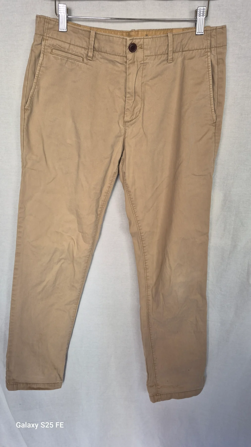 GAP Mens Lived-In Slim Fit Chinos Trousers Beige Tan W32 L32 100% Cotton
