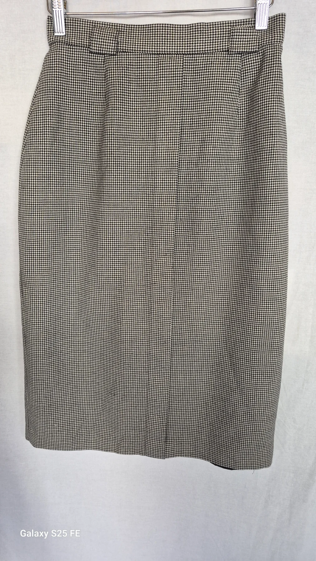 Vintage St Michael Houndstooth Skirt UK 12 Black White Pencil Smart Tailored Mod