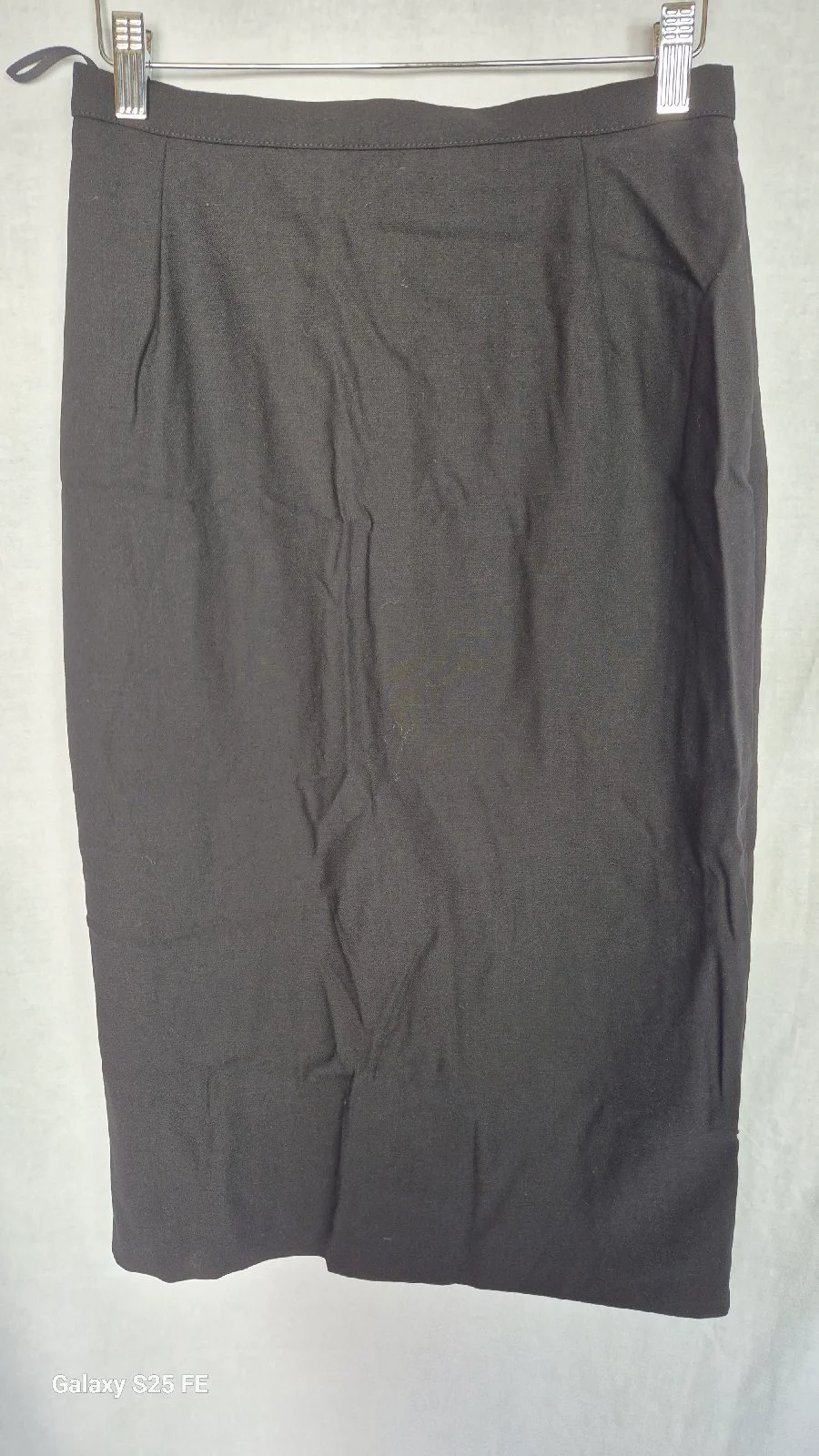 St Michael Marks & Spencer Black Pencil Skirt Pure New Wool Vintage UK 12 Midi